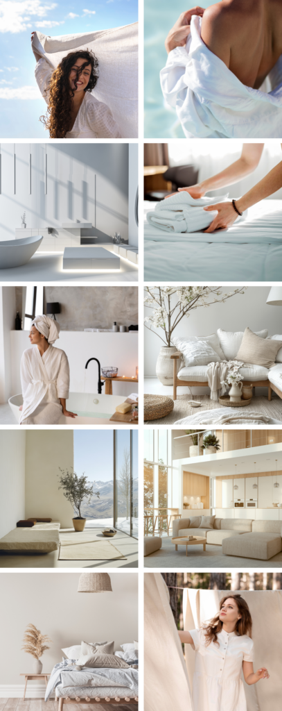 Fresh Linen moodboard zapachu świeżo wyprana pościel