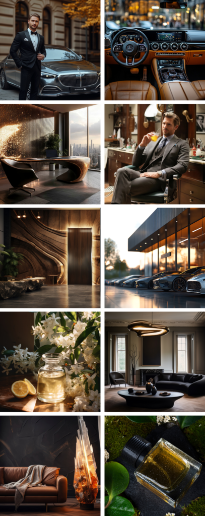 Moodboard zapachu Mercedes - męski zapach