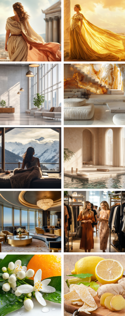 Gama zapachu olympea - moodboard zapachu