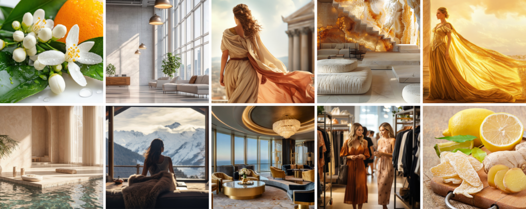 Gama zapachu olympea - moodboard zapachu