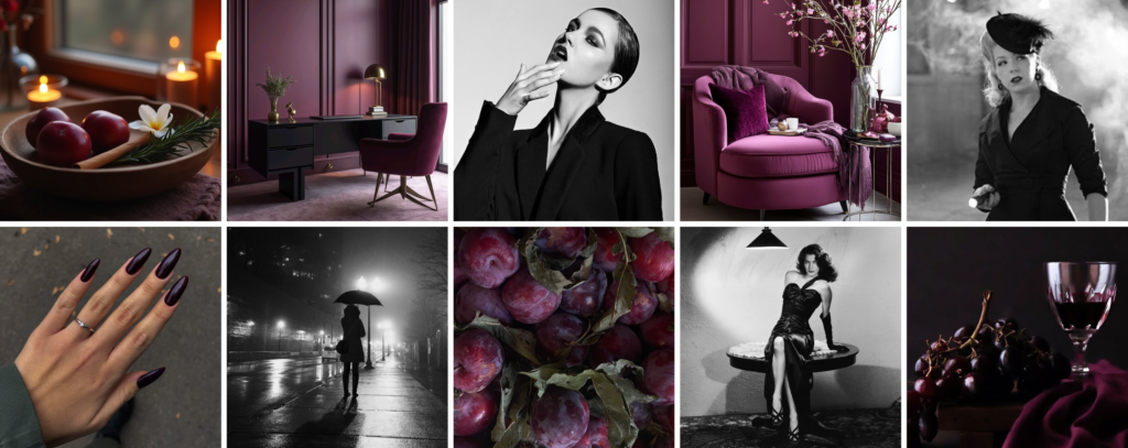 Plum Noir moodboard zapachu jesiennego