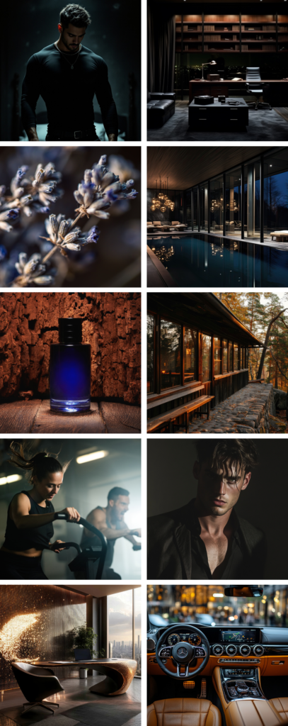 Moodboard zapachu Sauvage - zapach inspirowany męskimi perfumami Dior