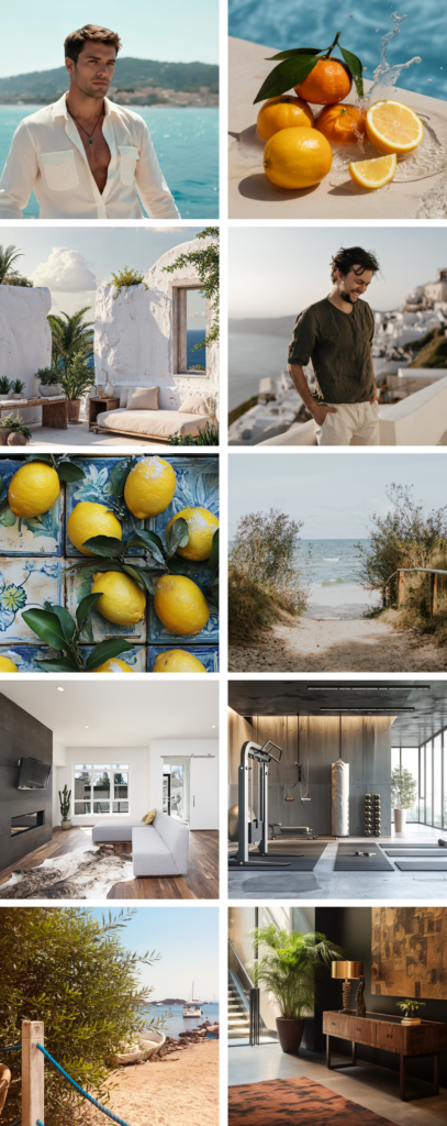 Sense di Man moodboard zapachu inspirowanego perfumami Aqua di Gio