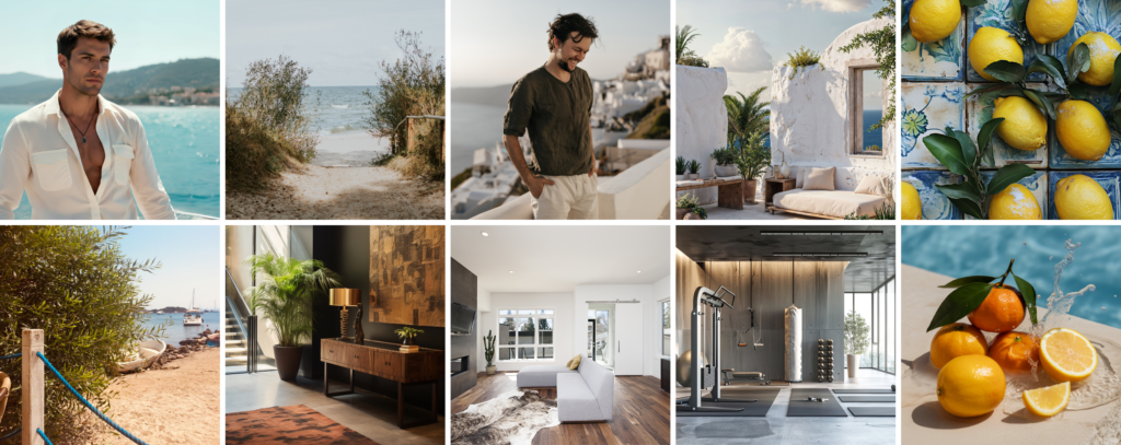 Sense di Man moodboard zapachu inspirowanego perfumami Aqua di Gio