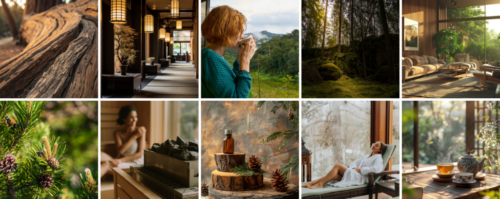 Moodboard zapachu Deep Forest - zapach leśny, drzewa, las